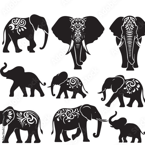elephant silhouette set