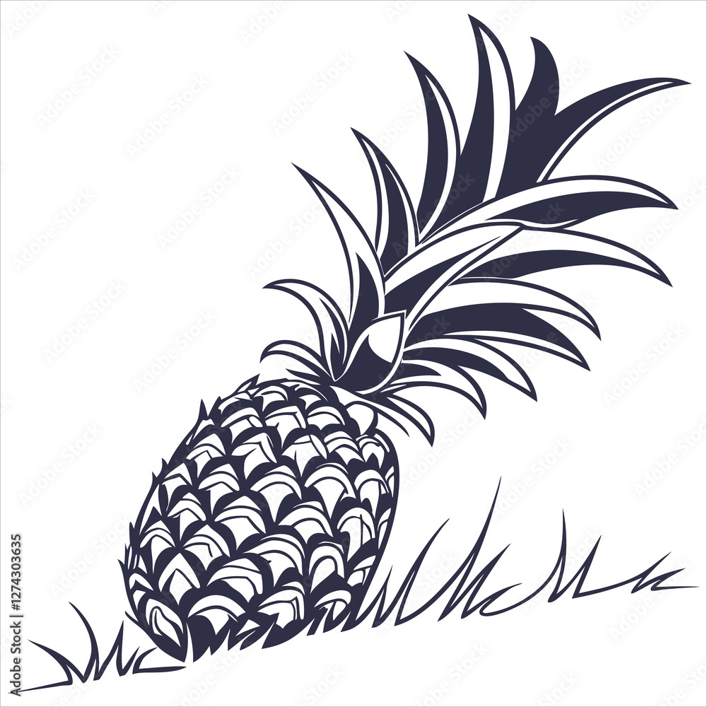 Obraz premium silhouette pineapple image on white background