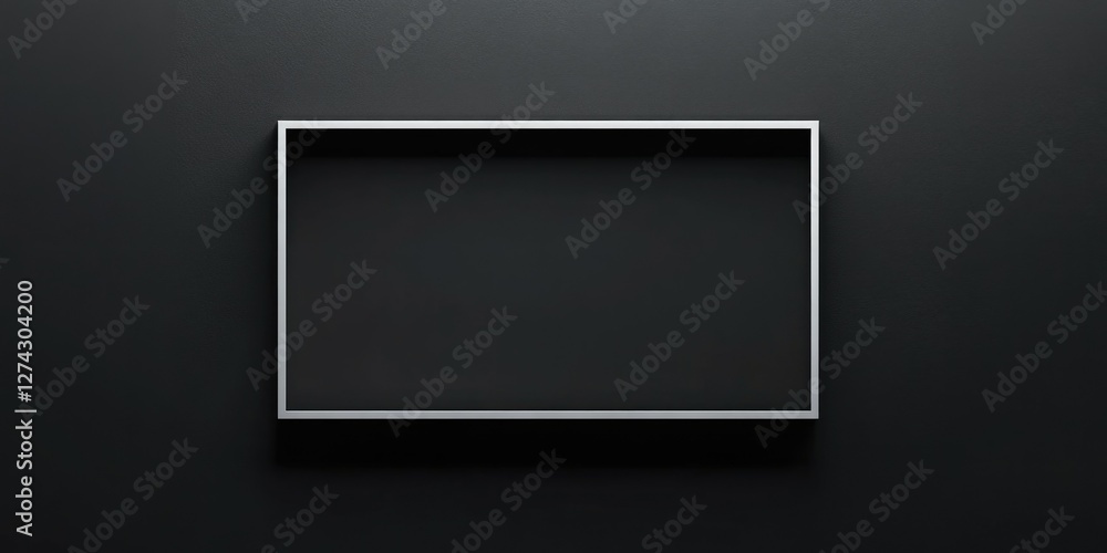 Sleek, minimalist black picture frame mounted on wall with subtle texture Sleek, minimalist black picture frame mounted on wall with subtle texture