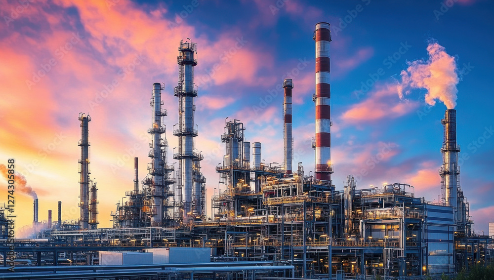 Pipeline and pipe rack of petroleum industrial plant with sunset sky background
Pipeline and pipe rack of petroleum industrial plant with sunset sky background