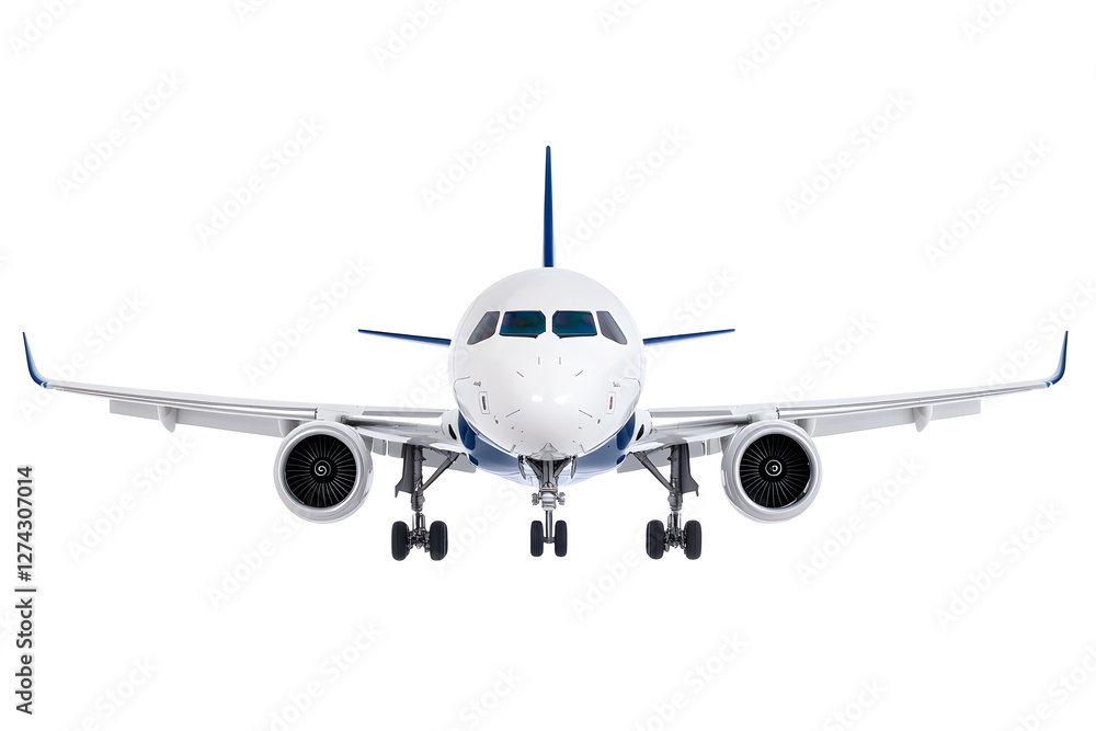 Flying passenger airplane. A white jet plane Isolated on white background Flying passenger airplane. A white jet plane Isolated on white background