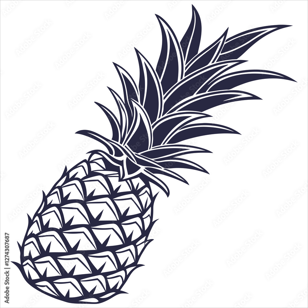 Obraz premium silhouette pineapple image on white background