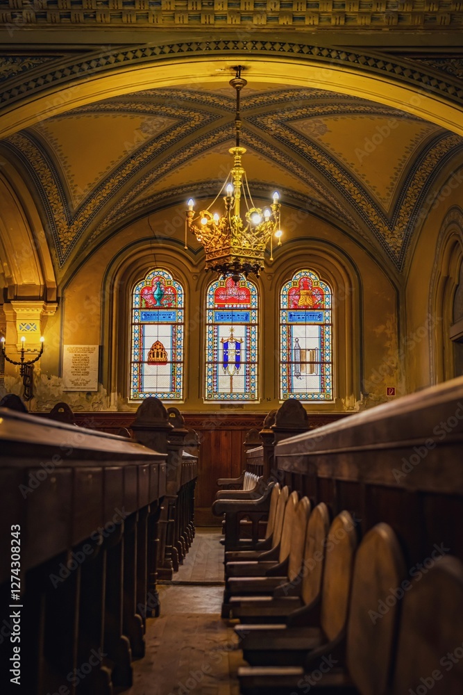 interior of the Szeged, Hungary synagogue build in 1902. interior of the Szeged, Hungary synagogue build in 1902.