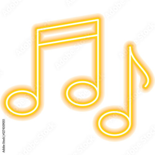 Musical Note Neon Icon. Illustration of Happy Birthday Celebration. Holiday B-day.