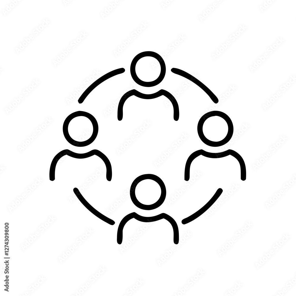 Group of People Communicating in a Circle Line Art Style Group of People Communicating in a Circle Line Art Style