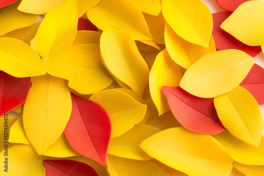 Obraz premium yellow and red autumn leaves falling, warm fall scene