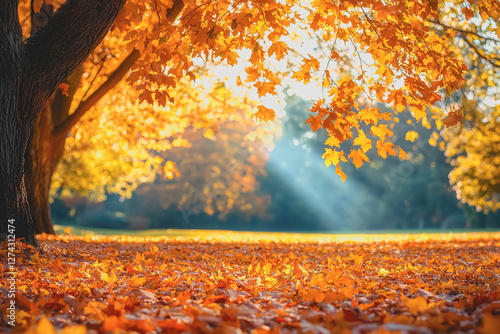 Tree with vibrant yellow leaves during autumn season in a natural outdoor setting