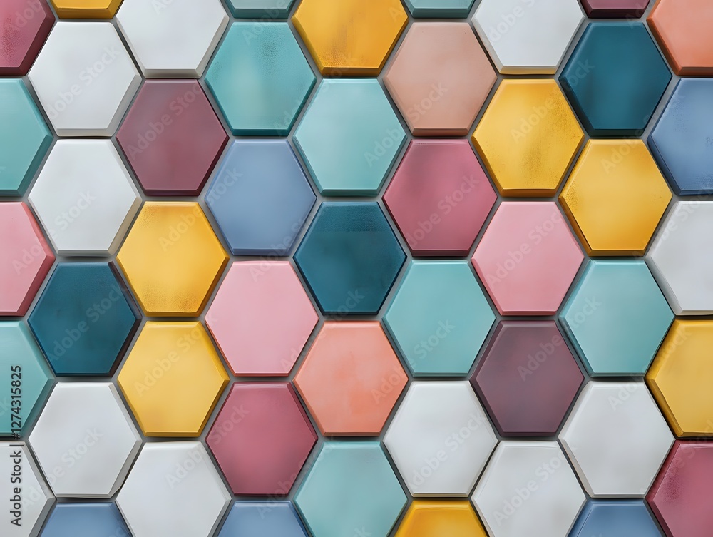 Seamless geometric hexagonal tile texture with sharp angles and vibrant colors Seamless geometric hexagonal tile texture with sharp angles and vibrant colors