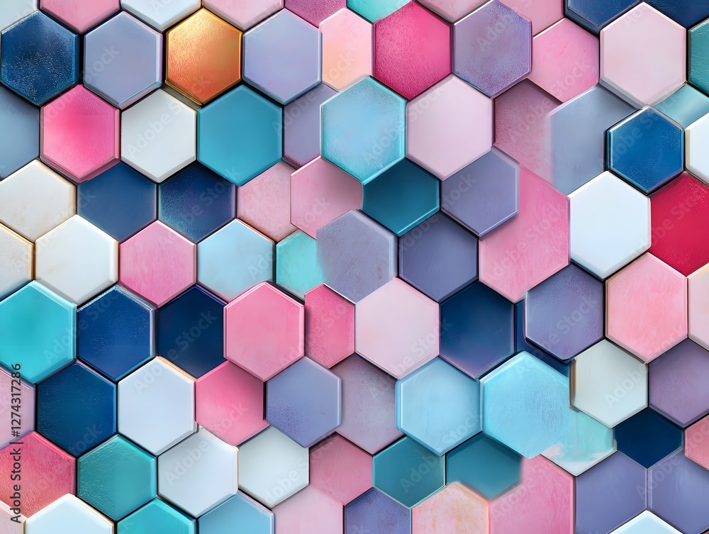 Seamless geometric hexagonal tile texture with sharp angles and vibrant colors Seamless geometric hexagonal tile texture with sharp angles and vibrant colors
