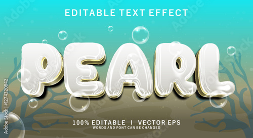 pearl 3d vector text effect with modern style design