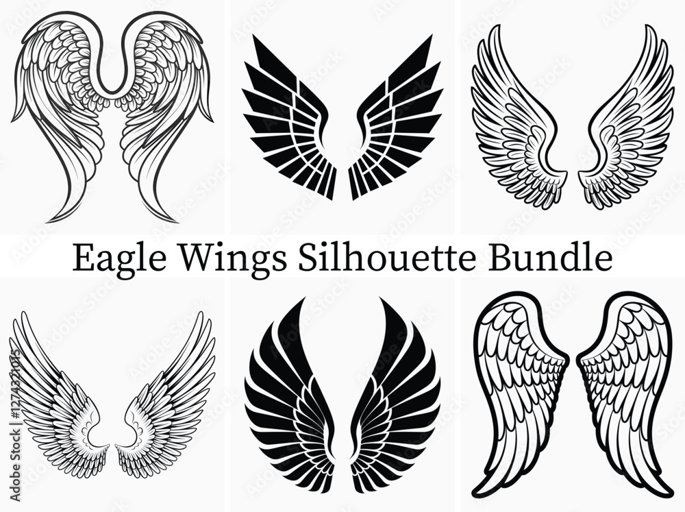 Obraz premium Majestic American Eagle Wings Silhouette – Powerful Flight Illustration