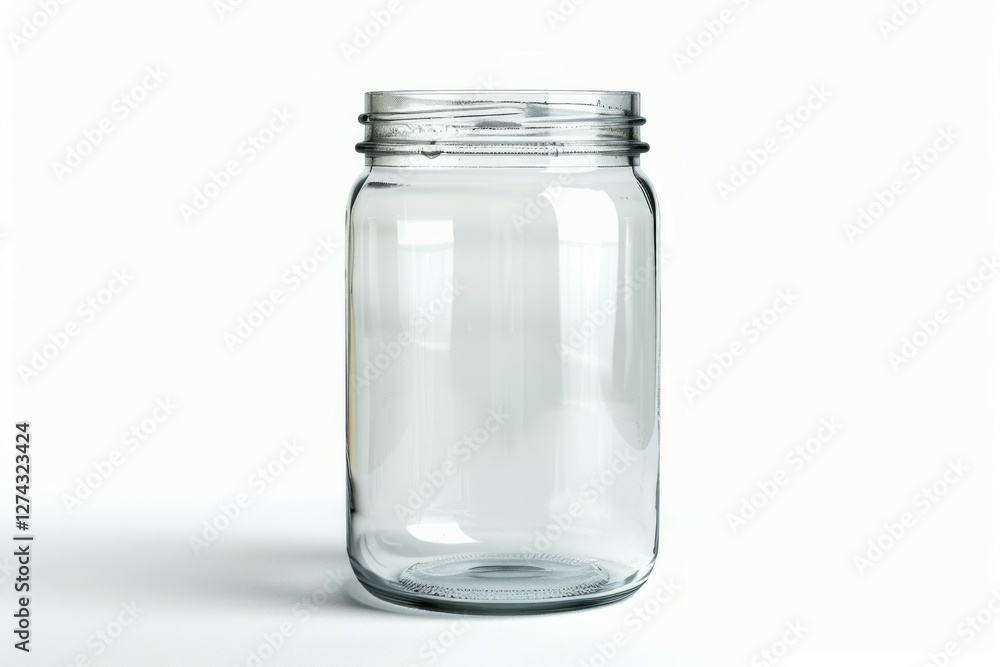 Clear glass jar on white background. Neural network AI generated Clear glass jar on white background. Neural network AI generated