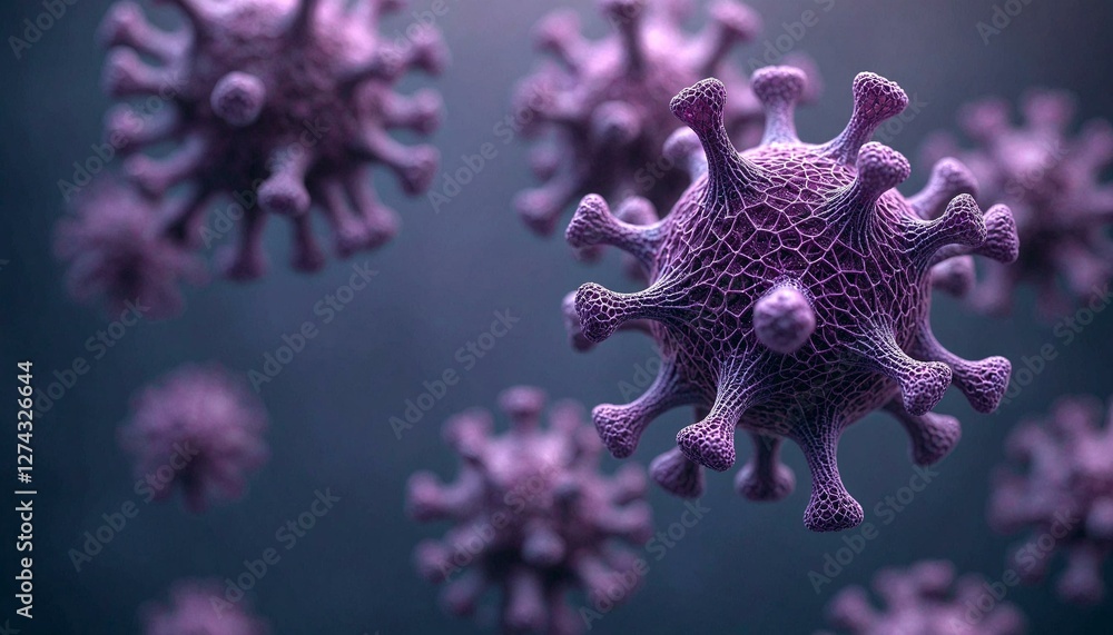 Close-Up Purple 3D Rendered Viruses Close-Up Purple 3D Rendered Viruses