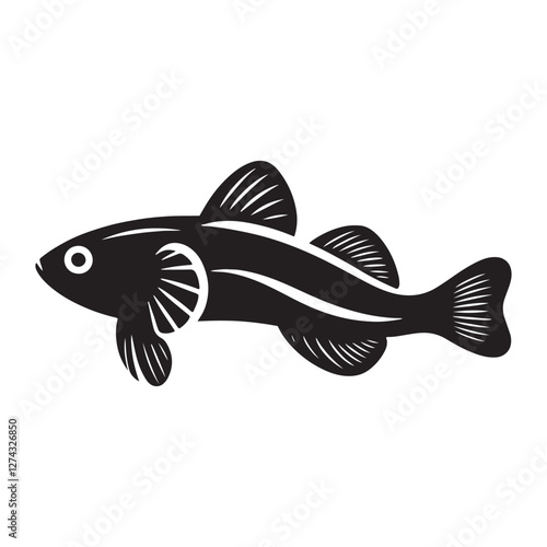 Dynamic Goby fish silhouette, evoking movement in stillness - Goby fish illustration - Minimalist Goby vector - Fish silhouette
