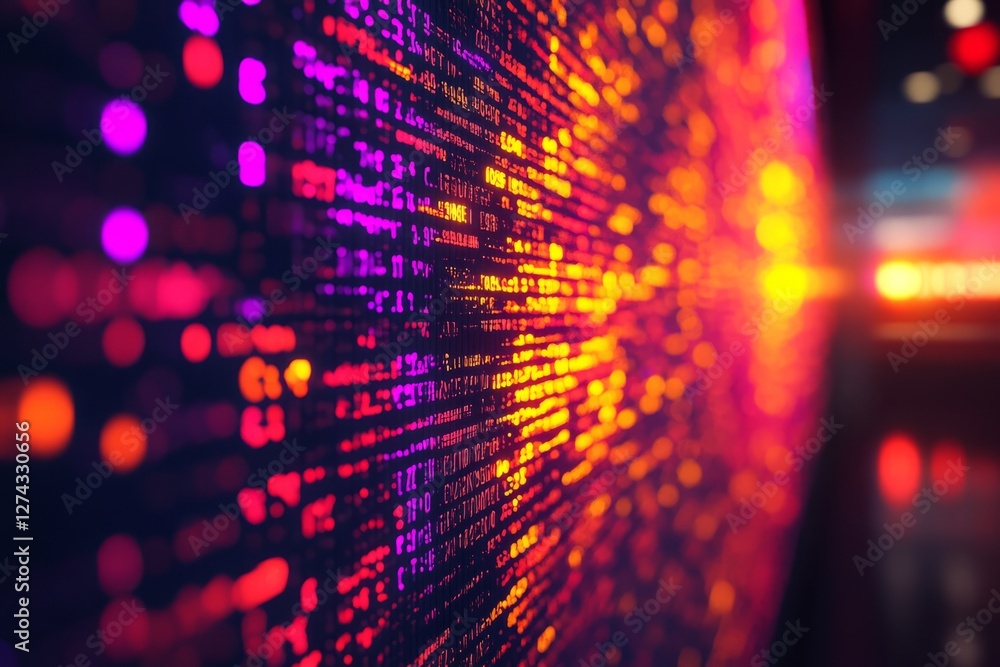 Obraz premium Computer screen displaying a vibrant abstract pattern with colorful shapes and designs