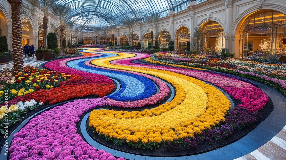 Obraz premium Indoor floral river design, luxury resort atrium