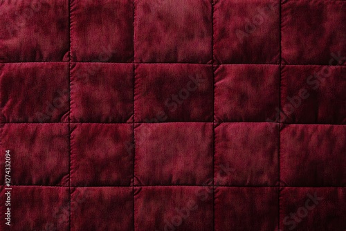 Quilted velour buttoned burgundy red color fabric wall pattern background. Elegant vintage luxury sofa upholstery. Interior plush backdrop photo