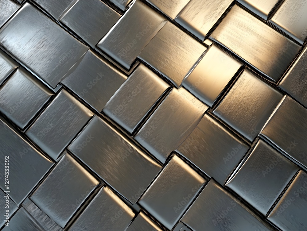 Fototapeta premium Seamless brushed metal texture with a sleek, polished finish, perfect for modern, high-tech product designs. 