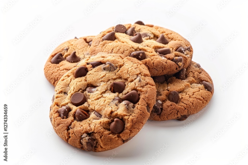 Chocolate chip cookie isolated on white background. Neural network AI generated Chocolate chip cookie isolated on white background. Neural network AI generated