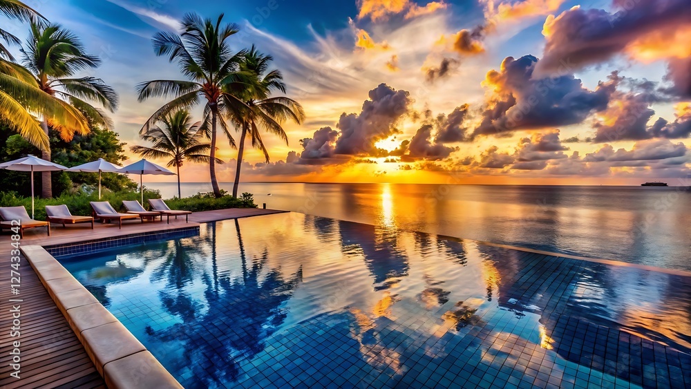 luxurious villa on the ocean with an infinity pool at sunset luxurious villa on the ocean with an infinity pool at sunset