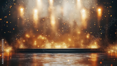 Wallpaper Mural Enchanting stage backdrop with golden bokeh lights and shimmering dust particles creating a magical atmosphere for performances and events Torontodigital.ca