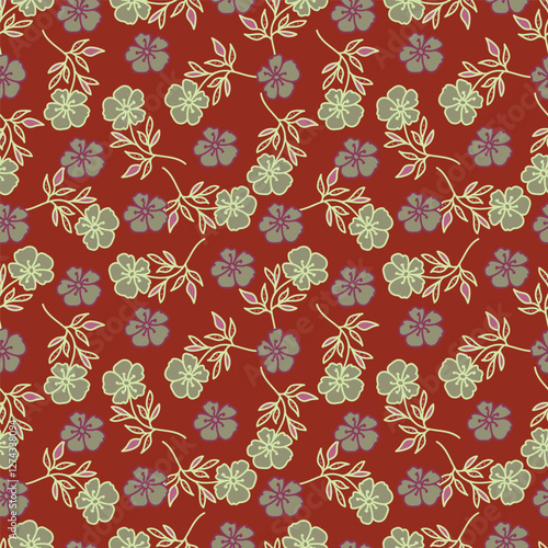 Wallpaper Mural Seamless pattern with floral motifs. Vector illustration. Torontodigital.ca