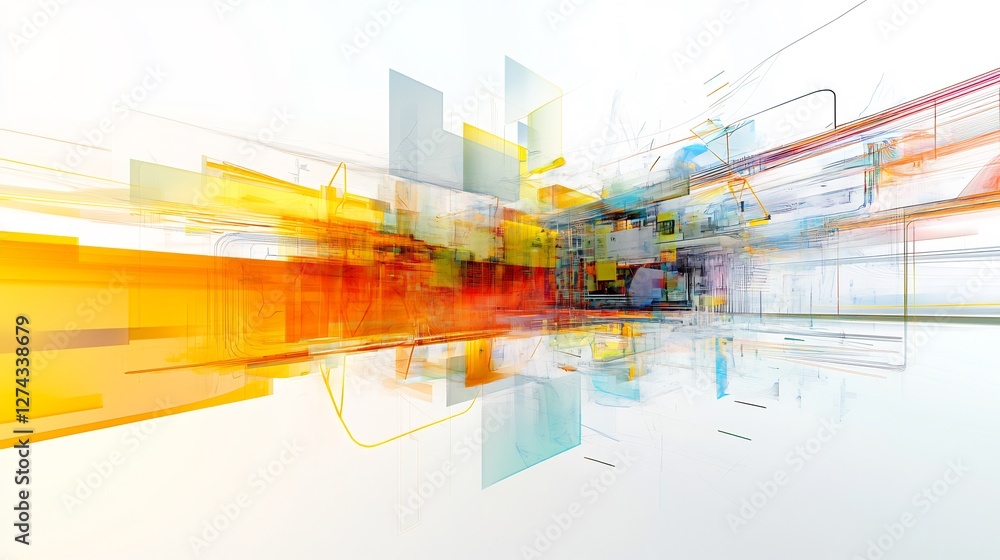 Fototapeta premium Abstract visualization of innovation strategies in technology focusing on prototyping scalability and differentiation