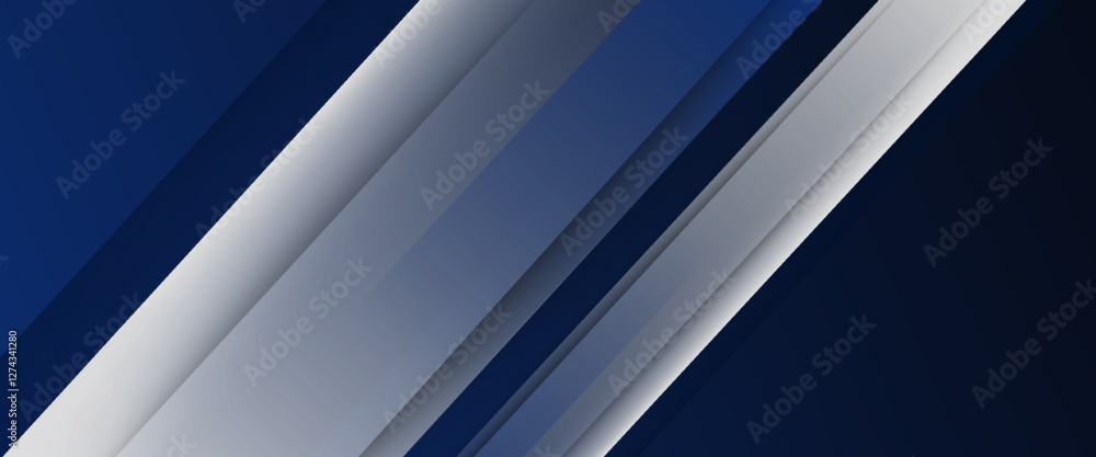 White and blue modern abstract wide banner with geometric shapes. Dark blue and white abstract background. White and blue modern abstract wide banner with geometric shapes. Dark blue and white abstract background.