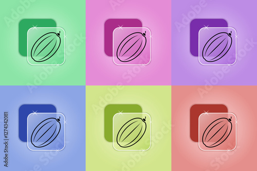Set of melon icons in different colors