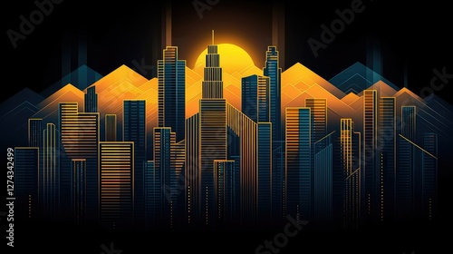 Golden Sunset Over a Modern City Skyline