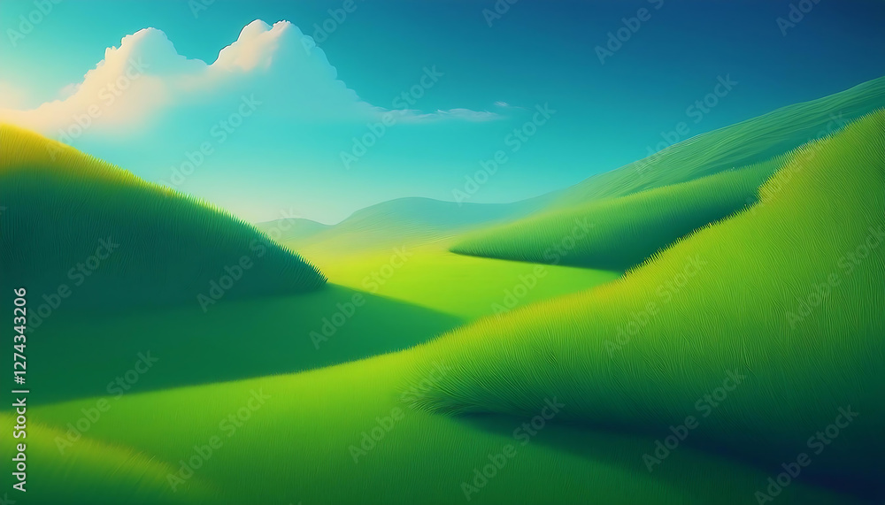 Obraz premium summer landscape with sun wallpaper