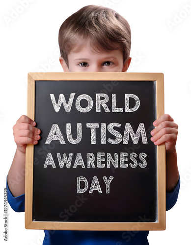 A child holds a chalkboard, posting a heartfelt message of awareness and support for World Autism Awareness Day.