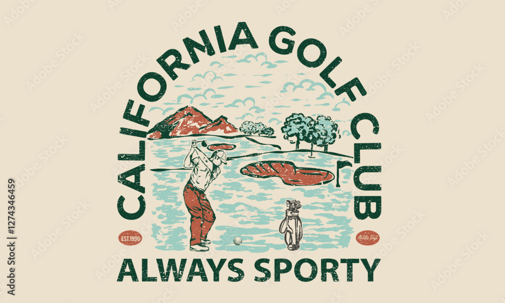 Fototapeta premium Golf athletic club artwork design for t shirt print, poster, sticker and other uses. 