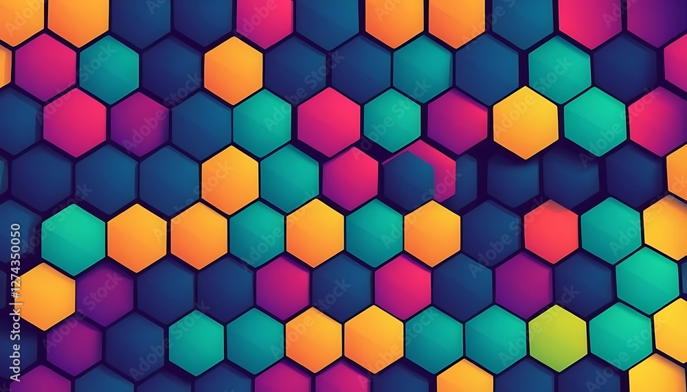 Vibrant Honeycomb Structure, A Mosaic of Hexagonal Color and Depth Vibrant Honeycomb Structure, A Mosaic of Hexagonal Color and Depth
