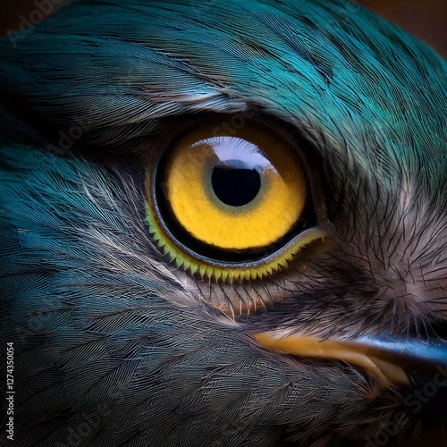 bird and bird eyes with feathers 