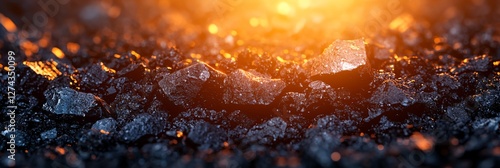 A pile of rocks with a bright orange glow