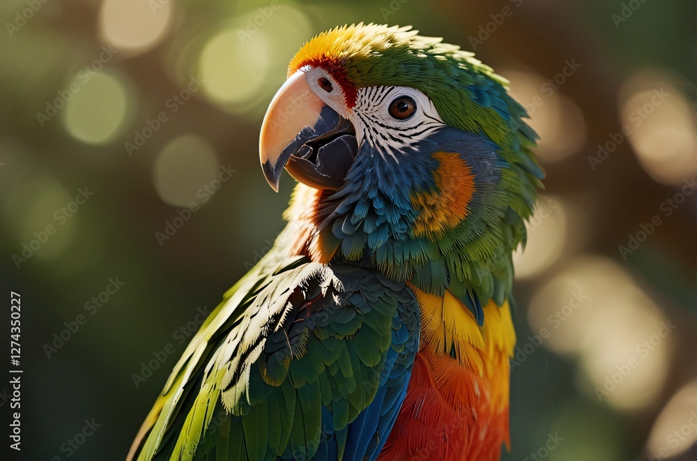 Obraz premium Beautiful image of a colorful parrot under natural light, showcasing its vibrant plumage and details.