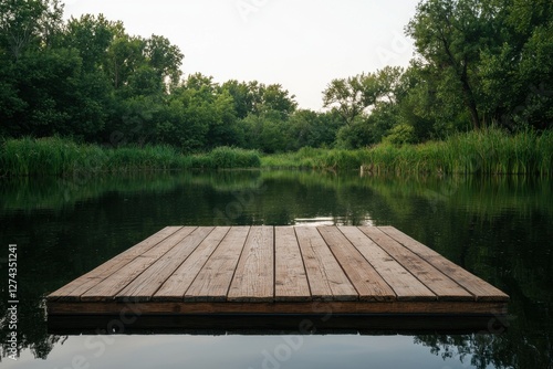 Experience eco-tourism on a floating birdwatching platform in a serene wetland photo