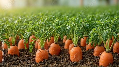 Wallpaper Mural Fresh carrots just below soil with green tops gently swaying Torontodigital.ca