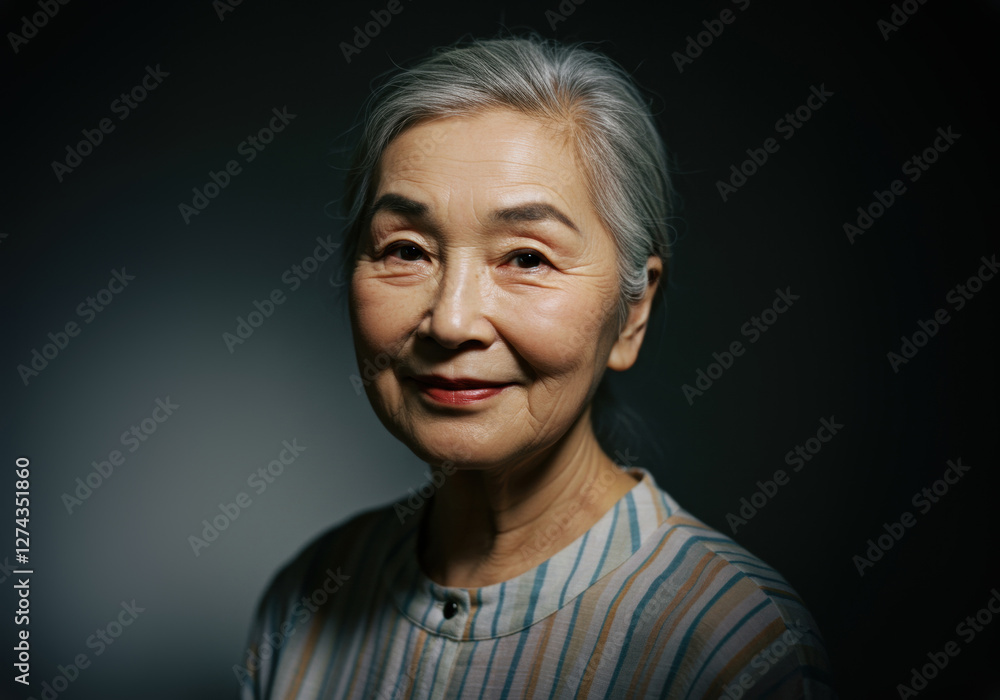 Fototapeta premium 遠くを見つめる笑顔のシニア女性