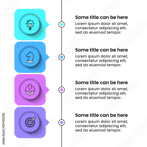 Infographics template. 4 squares with vertical line