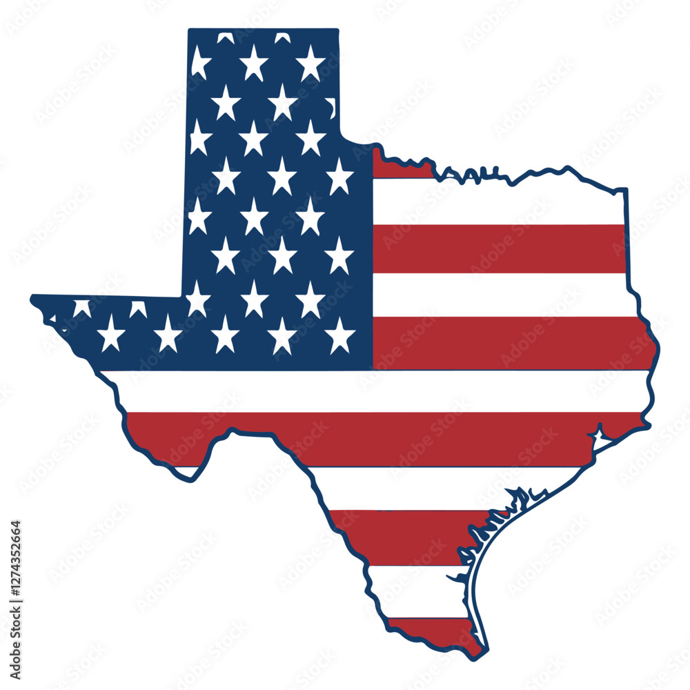 Map of Texas State with inside US flag Map of Texas State with inside US flag