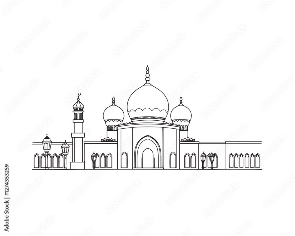 Timeless and elegant Ramadan Kareem design using black and white line art. Bird’s eye view, clear background, and simple, easily colorable lines, Vector. Timeless and elegant Ramadan Kareem design using black and white line art. Bird’s eye view, clear background, and simple, easily colorable lines, Vector.