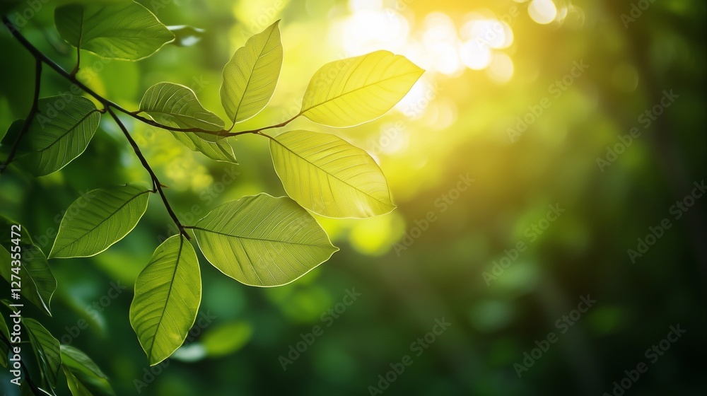Obraz premium Nature leaves, green backgound