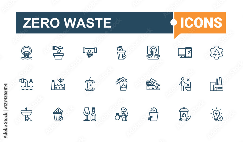 Zero Wasting icons set. Contains such icons as cycle, trash, green, less, recycle, bottle, eco and more. Simple icon designs. Solid line editable stroke. Zero Wasting icons set. Contains such icons as cycle, trash, green, less, recycle, bottle, eco and more. Simple icon designs. Solid line editable stroke.