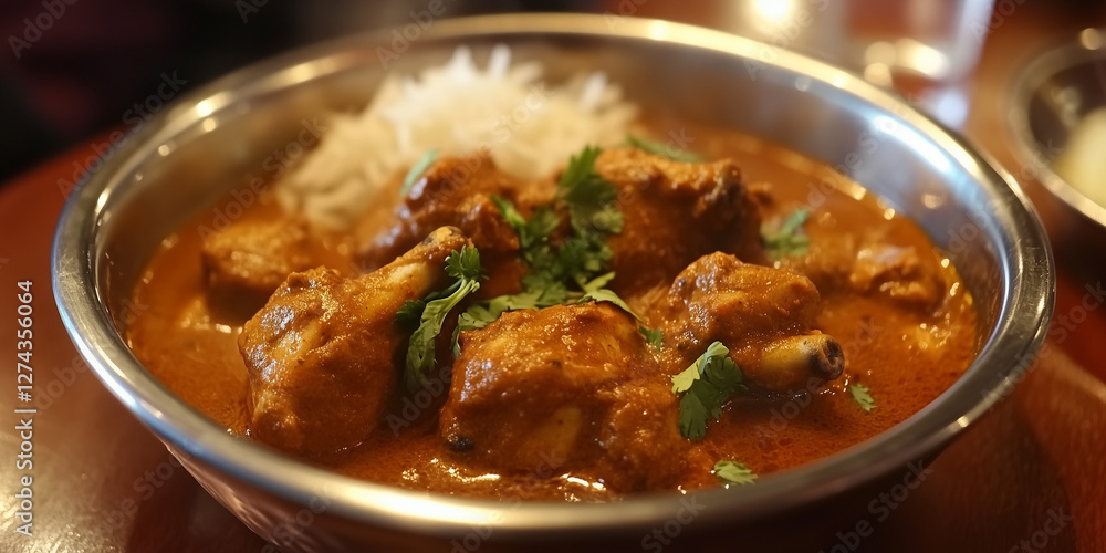 Slow-cooked chicken curry with fluffy basmati rice Slow-cooked chicken curry with fluffy basmati rice