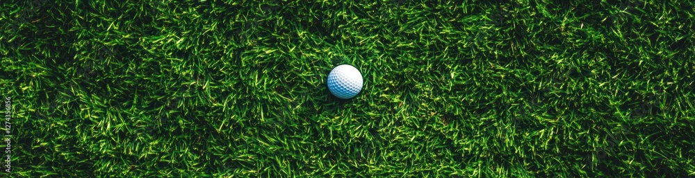 Golf ball on green grass, sunny day, sport Golf ball on green grass, sunny day, sport