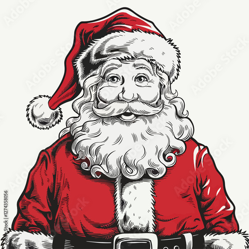 Santa Claus drawing line art black and white stock photos