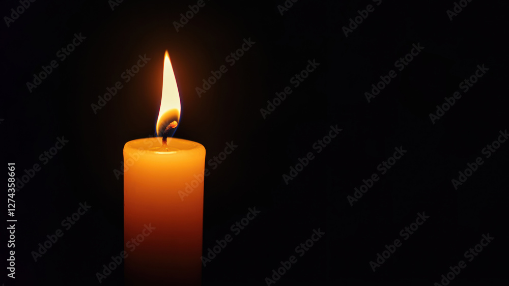 Candle burning softly in a dark space for peaceful ambiance Candle burning softly in a dark space for peaceful ambiance