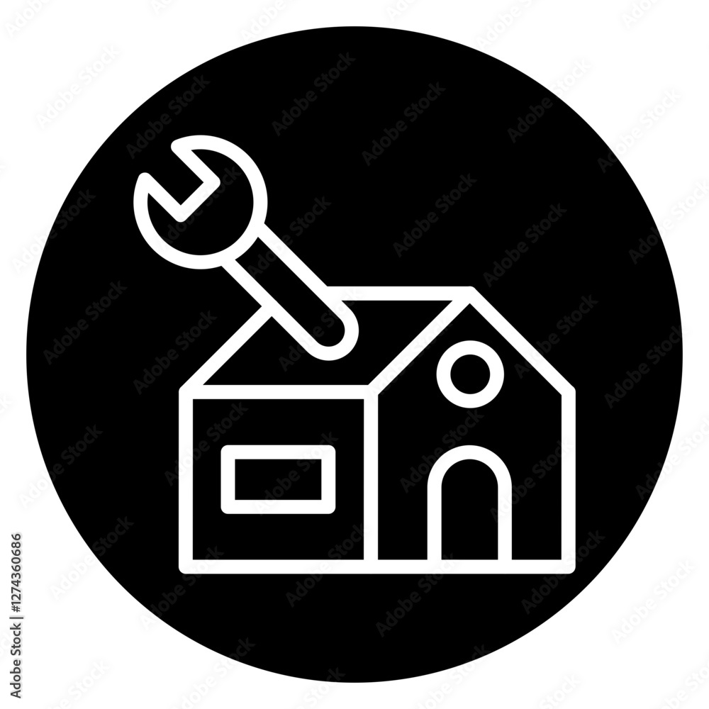 Inverted Bold Circle Home Repair Icon Inverted Bold Circle Home Repair Icon